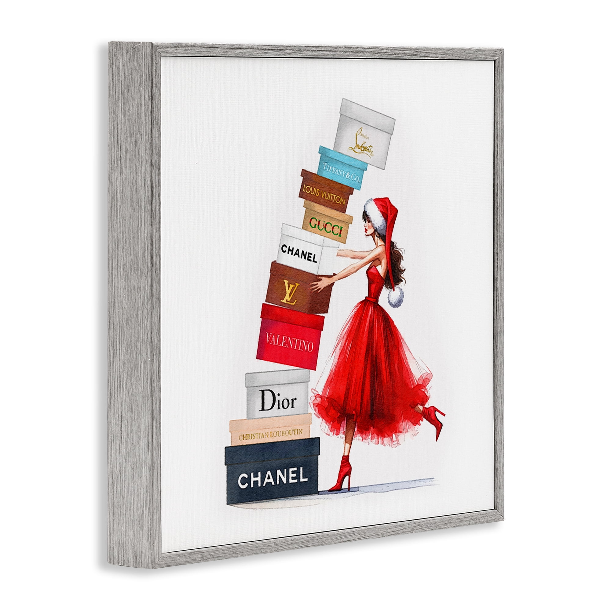 Stupell Industries Christmas Shopping Boxes Holiday Painting Gray Framed Art Prints Wall Art, 17 x 17