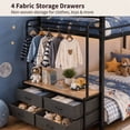 thumbnail image 3 of Zimtown Twin-over-Twin Bunk Bed with Storage Drawer and LED light, Low Profile Bed Frame with Charging Station, Black, 3 of 8