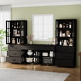 thumbnail image 4 of RichYa Kitchen Pantry Cabinet Set of 4,94" W Buffet Sideboard Coffee Bar with Glass Door Hutch,Modular Storage Cabinets with Shelves & Drawers for Dining Room,Black(DEED), 4 of 10