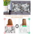 thumbnail image 3 of Gray Geometric Pillow Cases Cal King Size, Smooth Satin Pillowcase for Hair and Skin, Modern Abstract Art Block Decorative Cooling Bed Pillow Covers with Zipper, 20x40 Inches, 3 of 5