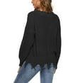 thumbnail image 4 of LYXSSBYX V-Neck Long Sleeve Sweater Tops Hot Sale Clearance for Women Fashion Casual Loose Full-Sleeve Solid V Neck Tassels Irregular Blouse Knitted Sweater, 4 of 6