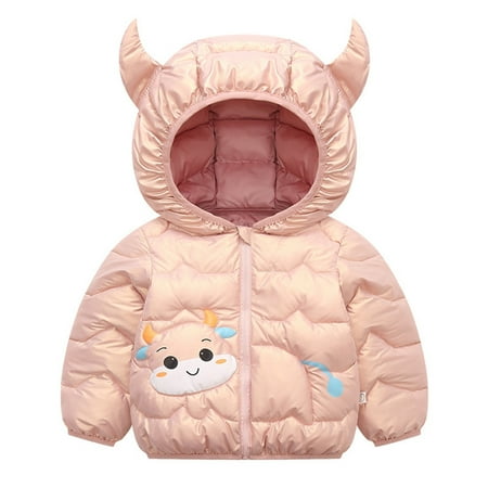 

JDEFEG Heavy Coat for Boys Kids Children Toddler Baby Boys Girls Cute Cartoon Animals Long Sleeve Winter Coats Jacket Cow Hooded Outer Outwear Outfits Clothes Winter Coats for Infants Boys Pink 110