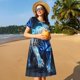 thumbnail image 4 of Balery Futuristic Blue Light White Tiger Vestidos sueltos de manga corta para mujer, vestidos de verano 2025, vestidos casuales de corte A con vuelo., 4 of 6