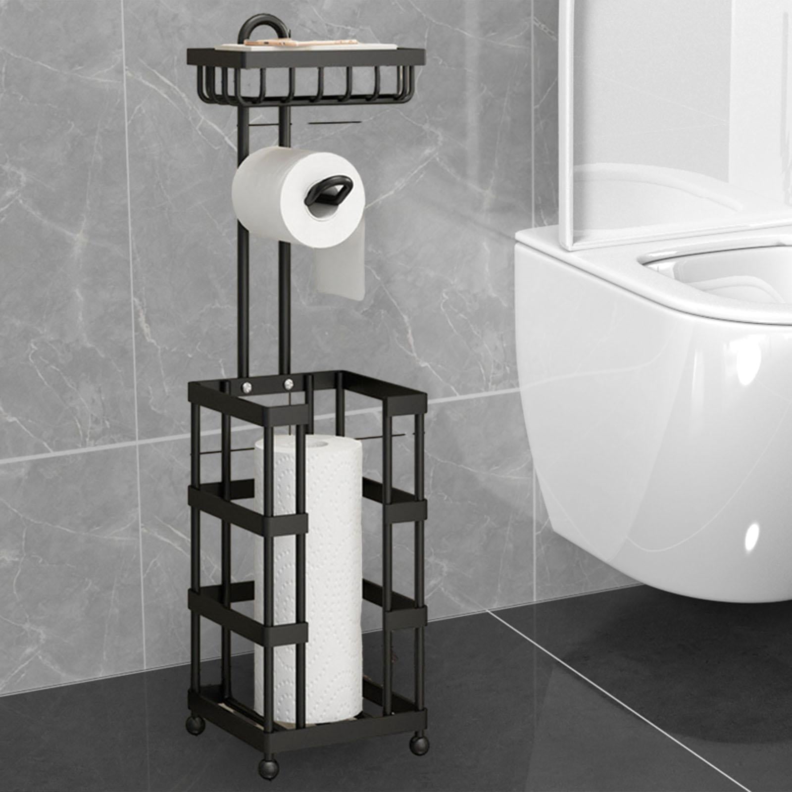 Fiocias Toilet Paper Holder Stand 3 Parts Strorage Carbon Steel Bathroom Accessories for Style A