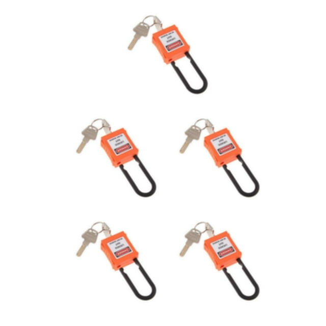 mmirethe Durable 38 mm PVC Curved Safety Lockout Padlock Ensuring Security Orange 90x40x19 mm 5Set