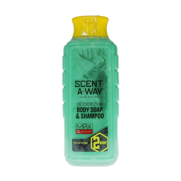 Hunters Specialties Scent-A-Way MAX Liquid HYZ01 Body Soap & Shampoo - Hunting Odorless Green Soap Scent Eliminator for Hunters, Trappers, Anglers, and Campers - 24 OZ