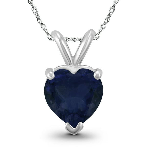 SZUL Women's 14K White Gold 4MM Heart Sapphire Pendant