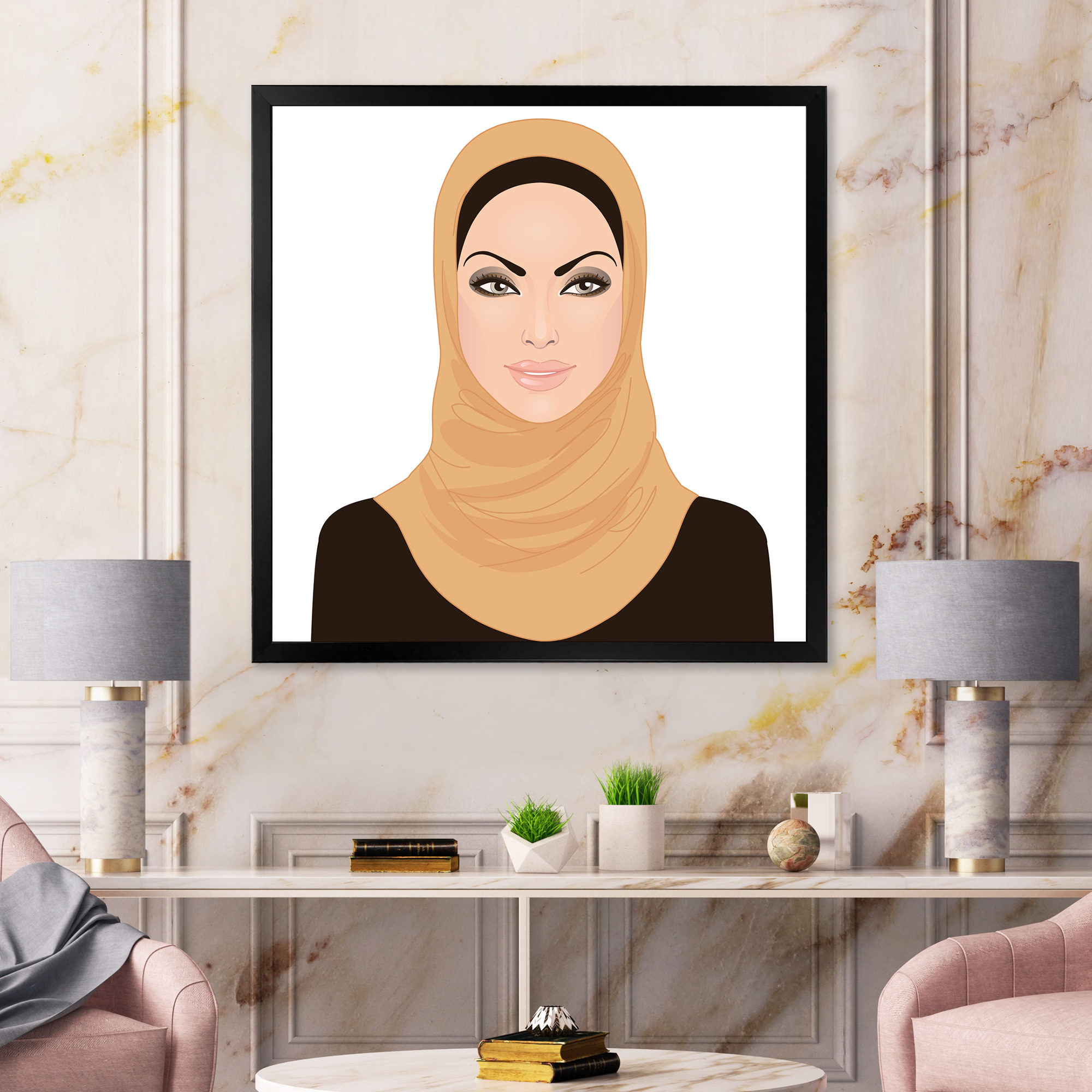 Designart 'Portrait of Muslim Girl In Traditional Hijab' Modern Framed Art Print