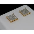 thumbnail image 3 of Diamond Flat Square Earrings .925 Sterling Silver Round Pave Studs 0.25 Ct., 3 of 6