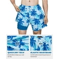 thumbnail image 6 of SURF CUZ Mens Swim Trunks with Compression Liner Quick Dry Swim Shorts 7" Swimming Trunks Stretch Bathing Suit Boardshorts Zipper Pockets Blue Palm Tree Large, 6 of 8