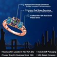 thumbnail image 2 of Gem Stone King 18K Rose Gold Plated Silver Green Mystic Topaz and London Blue Topaz Filigree Style 3 Stone Ring for Women (2.78 Cttw, Oval 8X6MM and 6X4MM) (Size 7), 2 of 6