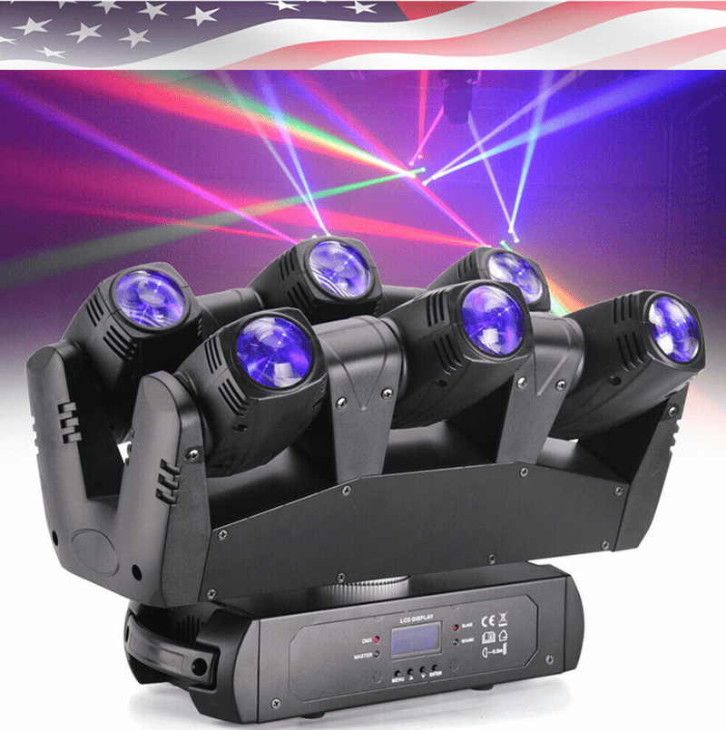 Miumaeov Moving Head Light LED RGBW Portable Stage Light Strobe Party Beam DJ Lighting 6 LEDs Heads X 10W RGB Stage Lighs with DMX Control for Wedding Disco Dj Party