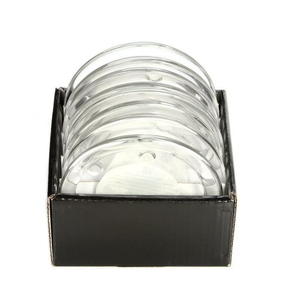 Hosley Set of 8, With a 4 inch Diameter, Clear Glass Pillar Candle Plates