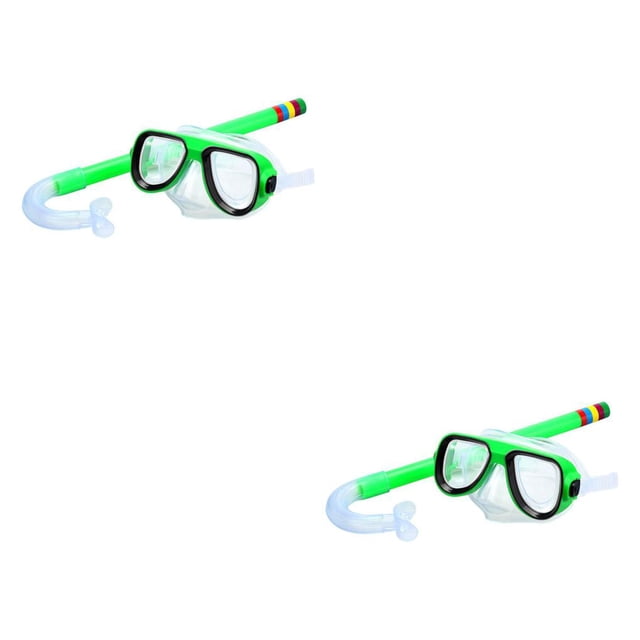 Protector facial Toystoory para niños ajustable Impermeable Buceo libre Snorkel Verde 2Conjunto