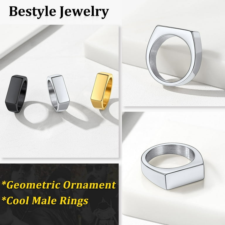 Bestyle Stainless Steel Signet Ring, Heavy Dome Band photo 7