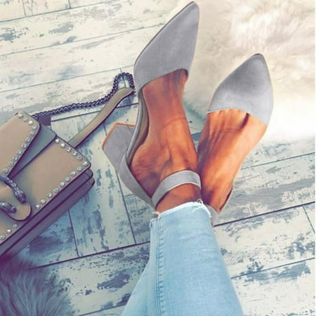 

〖Yilirongyumm〗 Grey 40 Sandals Women Heels Business Toe Pointed Sandals Singles High Ladies Shoes Shoes Fashion Shoes For Women Sandals