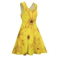 thumbnail image 5 of 2024 Sunflower Print Dress High Waist Yellow Gerbera Flowers Casual Dresses Spring Ladies Oversize Trendy Design Skate Dress, 5 of 7