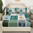 thumbnail image 3 of Erosebridal Animal Deer Sheet Set Twin,Happy Camping Bedding Sets Twin Size,Geometric Buffalo Decor,Breathable,3pcs, 3 of 7