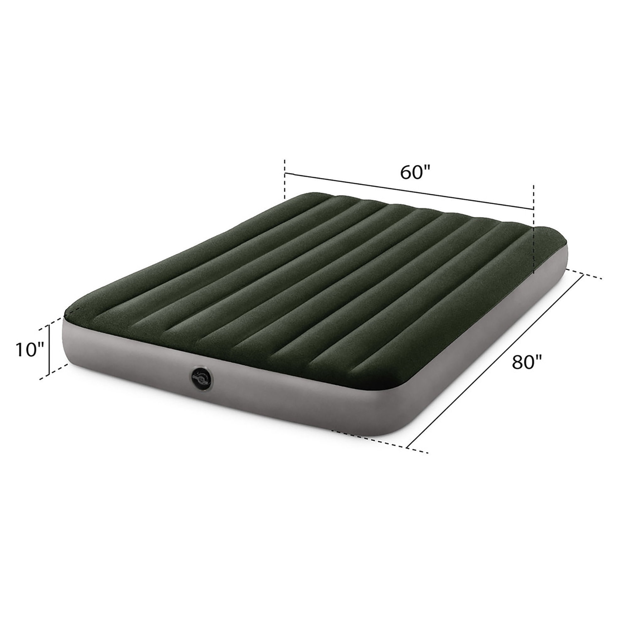 Intex: Dura-Beam: Prestige Downy Airbed - Queen - Green, 10" Inflatable Air Mattress, Fiber-Tech, Velvety Surface, Indoor-Outdoor, 600lb Cap, 64109E