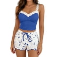 thumbnail image 3 of Loopsun Womens Pajamas Sets Solid Thin Straps Fitted Top Matching Shorts Two Piece Outdoor Loungewear, 3 of 5
