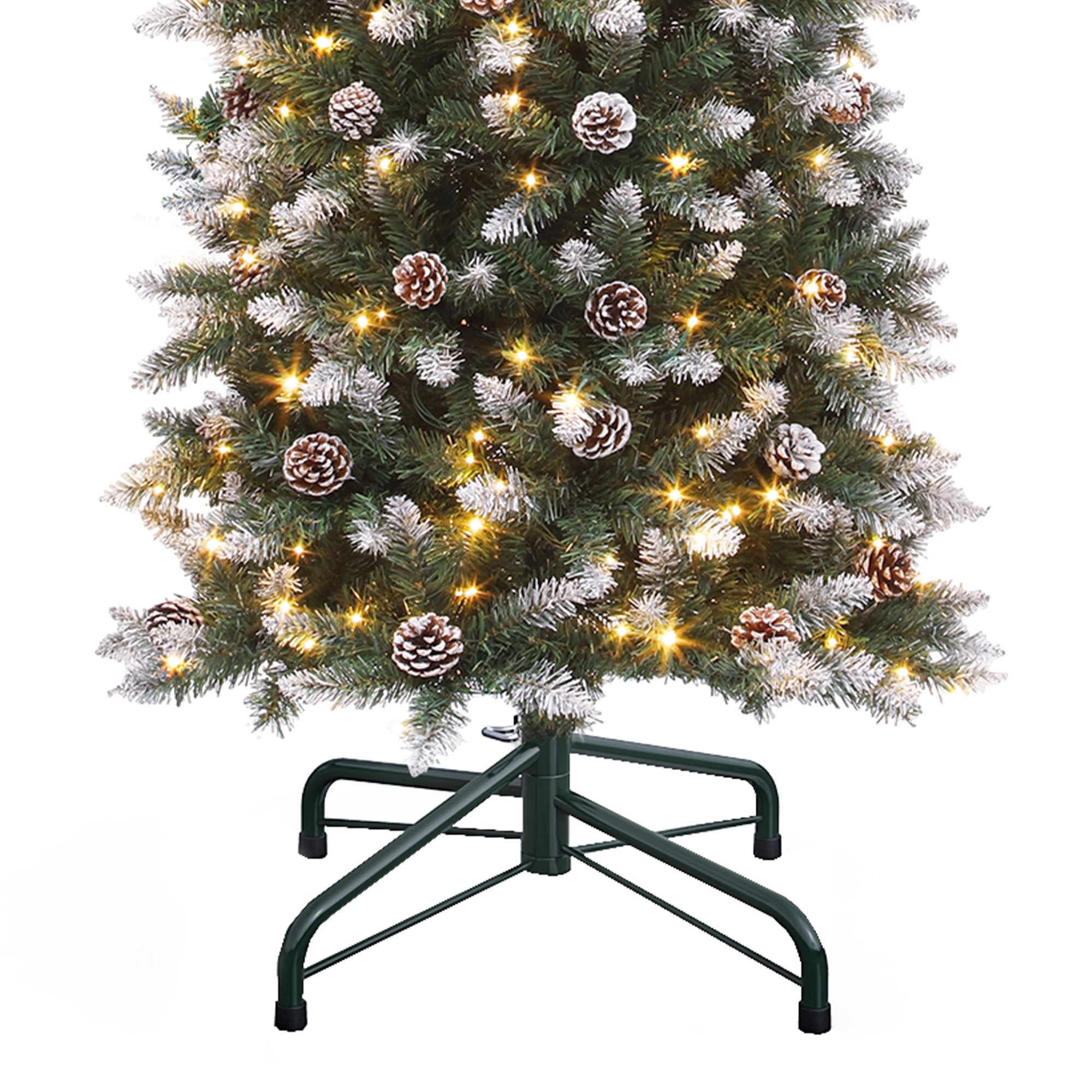 Uforic 6 ft Prelit Flocked Artificial Christmas Tree with 618 Tips & 250 Warm-white Lights, Remote Control, Green