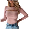 thumbnail image 2 of Idoravan Women's Plus Size Tops Clearance Womens Summer Casual Round-Neck Short Sleeve Solid Loose Shirt Blouse Tops, 2 of 5