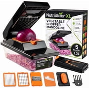 Nutrislicer XL Madoline Slicer Vegetable Chopper Cheese Grater Kitchen Food Dicer Veggie Potato Cutter 4 Blades Black