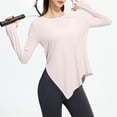 thumbnail image 2 of SELONE Swim Suit Cover ups Women Tops Long Sleeve Split Bathing Suit Crew Neck Thumb Hole Breathable Outerwear Pink L, 2 of 7