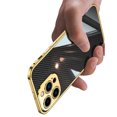 thumbnail image 3 of Dteck for iPhone 14 Pro Max Case Back Carbon Fiber Ultra Thin Shockproof Protection Metal Bumper with Camera Lens Protector, Gold, 3 of 8