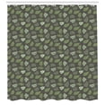 thumbnail image 3 of Leaves Shower Curtain, Palm Tree Elements Foliage Composition Exotic Illustration, Fabric Bathroom Set with Hooks, 69W X 84L Inches Extra Long, Olive Green Dark Green Pale Green, by Ambesonne, 3 of 3
