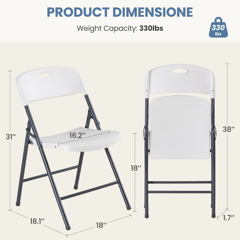 Gianna 6 Pack Plastic Folding Chairs Stackable Patio Garden Office Wedding Party Event Chairs, White