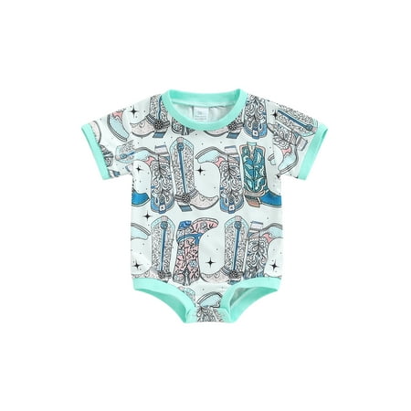 

aturustex Newborn Baby Girl Boy Romper Top Short Sleeve Crew Neck Funny Print Bodysuit Kids One Piece Clothes 0-24 Months