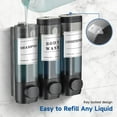 thumbnail image 5 of Shampoo and Conditioner Dispenser 3 Chamber Shower Soap Dispenser No Drill Wall-Mounted Large Capacity 300ML Each Chamber with Lockable Design Transparent Window for Hotel Kitchen School, Black, 5 of 6