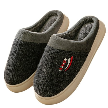 

GNEIKDEING Couple Men s Autumn And Winter Plush Thick Bottom Embroidery Home Cotton SLIPPERS Indoor And Outdoor Soft Bottom Gift on Clearance