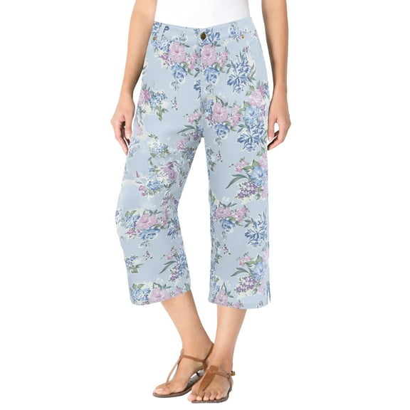 Woman Within Plus Size Stretch Denim Five-Pocket Capri Jeans