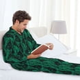 thumbnail image 6 of Kdxio Mint Bird Feathers Men’s Pajama Set Pajamas For Men 2 Piece PJ Set with Men Pajama Pants and Long Sleeve T-Shirt Lounge Set-Large, 6 of 7
