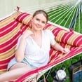 thumbnail image 3 of Outdoor Hammock with Stand, Quilted Fabric Hammock Swing with 12ft Steel Stand, Red Stripes, 3 of 9