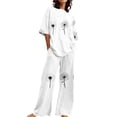 thumbnail image 2 of Comfortable Women's Pajamas Women Suitable Summer O Neck Loose Short Sleeve Floral Print Top Shirt With Pants Large Size 2 Set, Women Pajama Sets S, 2 of 5