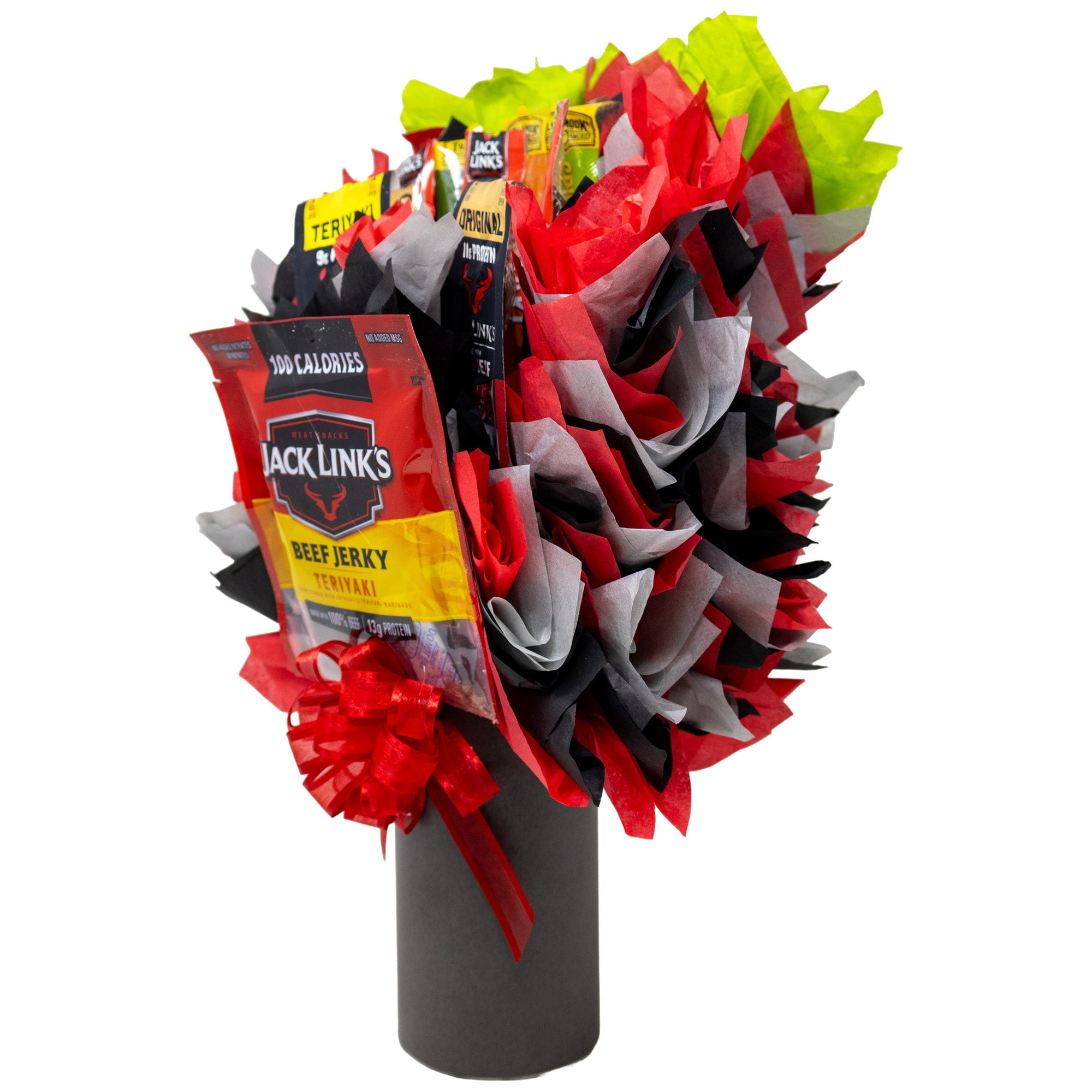 Beef Jerky Man Bouquet. Perfect for Anniversary, Birthday's and Father's Day. Over 1 Pound of Popular Meat Snacks by Jack Links, Slim Jim and More