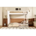 thumbnail image 4 of HICOMILA Twin over Full Bunk Bed with Side Shelves, LED Light, Solid Wood Frame, White, Loft Bed with Storage, No Box Spring Needed, for Bedroom Guest Room, 4 of 7