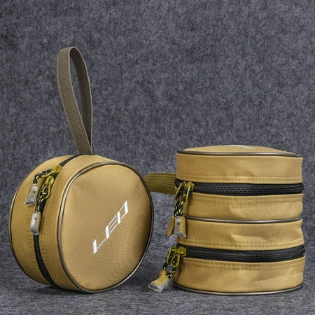 WRITWAA Shockproof Khaki Fishing Reel Case Travel Storage Pouch for Fishing Gear and Kits Protective Cover