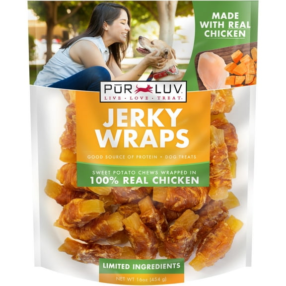 PUR LUV K9 Chicken and Sweet Potato Jerky Wrap Dog Treats, 16 oz