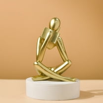 1pcs Abstract Art Thinker Statue - Reading Thinker Sculpture Figurine, Modern Home Decoration for Living Room Office Shelves Coffee Table Desk Decor (Style 2，Gold)