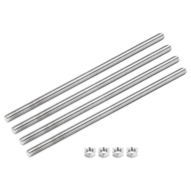 Tige Entièrement Filetée M10 x 350mm Pas 1.5mm Acier Inoxydable 304 Aiguilles Droites 4 Pcs