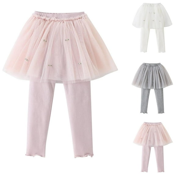Agkizg Summer Toddler Baby Girl's Casual Leggings with Skirt,Girl Wearing Gauze Skirt Fake Two-piece Pants Skirt Casual Pants Comfortable Leggings
