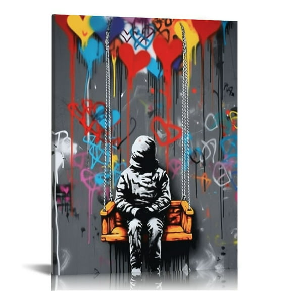 ARISTURING Banksy Street Graffiti Wall Art Decor Large Abstract Pictures Canvas Painting Prints Colorful Modern Contemporary Poster Artwork Stretched for Wall Home Bathroom Bedroom Living Room