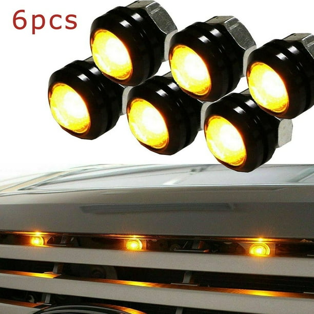 Fule 6x Front Grille Bumper Grill Hood Amber LED Lights For Dodge RAM
