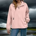 thumbnail image 2 of Lightweight Rain Jacket for Women with Hood Zipper Pockets Windproof Waterproof Thin Raincoat Plus Size Hiking Coat (L, Pink), 2 of 7