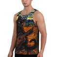 thumbnail image 2 of Pofeuu Starry Night Cat Guitarist A Print Men's Workout Tank Tops Sleeveless Muscle Gym Shirt Quick Dry-Small, 2 of 7