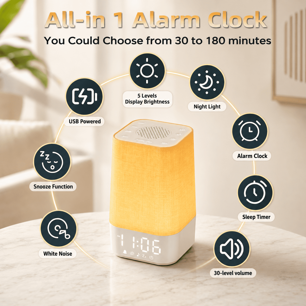 LEIKE Alternative Sunrise Alarm Clock with White Noise Sound Machine & Wake Up Light, Brown Noise & Nature Sounds for Adult Sleep, Gradual Sunrise Simulation Alarm Clock